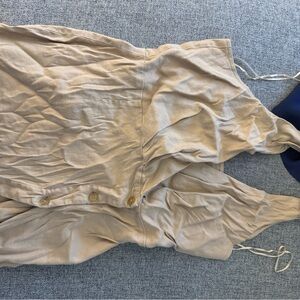 Anthropologie Tan Button-Down Halter Dress